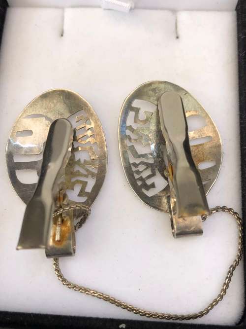 WOW !!! FANTASTIC BOXED SET OF ISRAELI STERLING SILVER COLLAR TIPS - CLEARLY MARKED