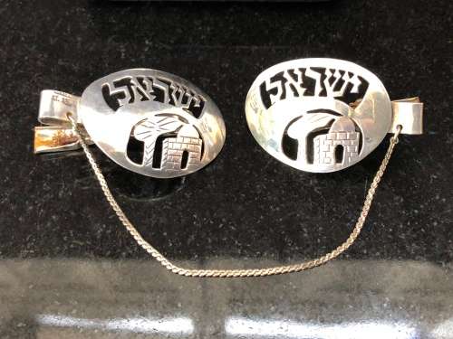 WOW !!! FANTASTIC BOXED SET OF ISRAELI STERLING SILVER COLLAR TIPS - CLEARLY MARKED
