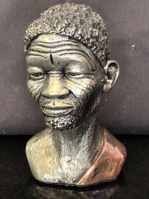 INVESTMENT ART - SIGNED CASPER DARARE (1952 - 2001) BUSHMAN METAL SCULPTURE WITH COA