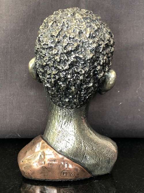 INVESTMENT ART - SIGNED CASPER DARARE (1952 - 2001) BUSHMAN METAL SCULPTURE WITH COA