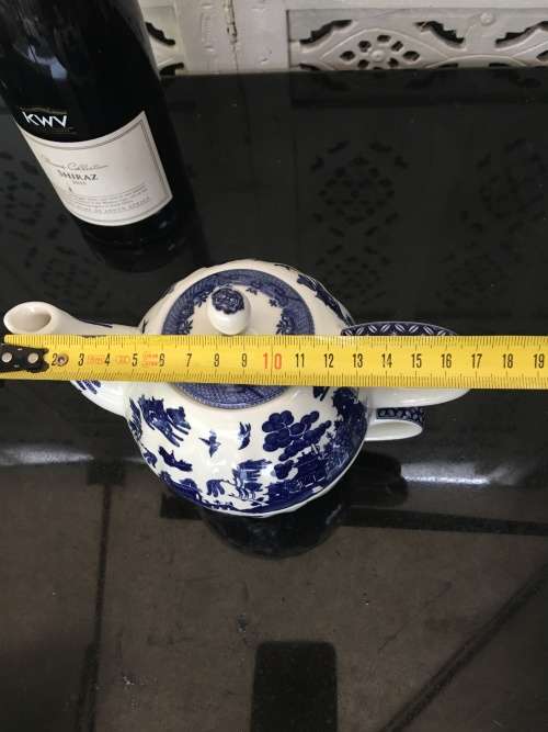 Rare Vintage William James Blue Willow Tea For One. Teapot On Cup Combo. Mint Condition
