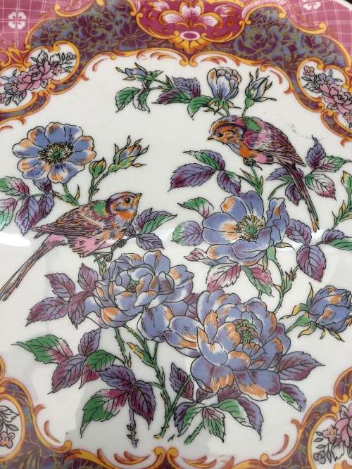 Beautiful Vintage Japanese Imperial Kyoto Imari Porcelain Spring Bird Song Large Display Plate. 26cm