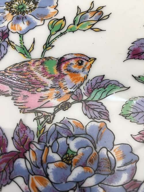 Beautiful Vintage Japanese Imperial Kyoto Imari Porcelain Spring Bird Song Large Display Plate. 26cm