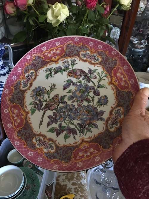 Beautiful Vintage Japanese Imperial Kyoto Imari Porcelain Spring Bird Song Large Display Plate. 26cm