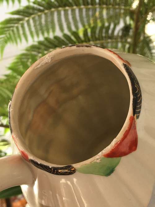 Antique Japanese Taisho period Kutani porcelain Chocolate Pot- hand painted Mt fuji landscape. 1lt