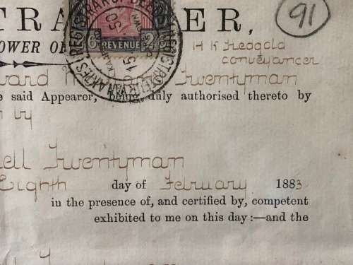 WOW !!! FRAMED ORIGINAL DEED OF TRANSFER FOR "COLONIAL MUTUAL" ADDERLEY STREET CAPE TOWN DATED 1883