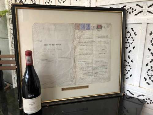 WOW !!! FRAMED ORIGINAL DEED OF TRANSFER FOR "COLONIAL MUTUAL" ADDERLEY STREET CAPE TOWN DATED 1883