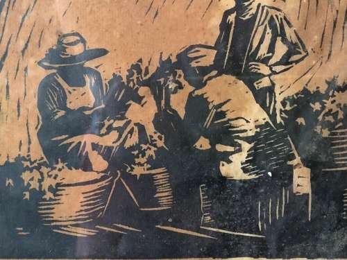 WOW !!! FRAMED ORIGINAL LIMITED EDITION ANTIQUE LINOCUT 1/12 SIGNED T.LILIESTROM - DATED
