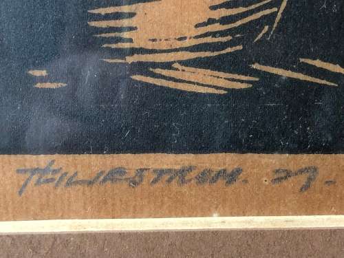 WOW !!! FRAMED ORIGINAL LIMITED EDITION ANTIQUE LINOCUT 1/12 SIGNED T.LILIESTROM - DATED