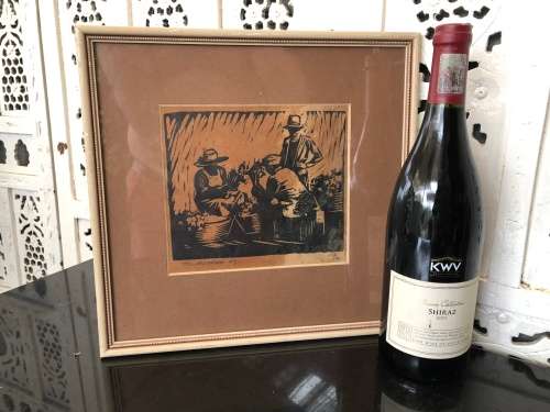 WOW !!! FRAMED ORIGINAL LIMITED EDITION ANTIQUE LINOCUT 1/12 SIGNED T.LILIESTROM - DATED