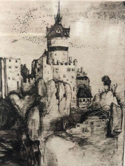 WOW !!! RARE FASCINATING ENGRAVING? OF THE FORTIFIED CASTLE BY ALBRECHT DURER (1471-1528)