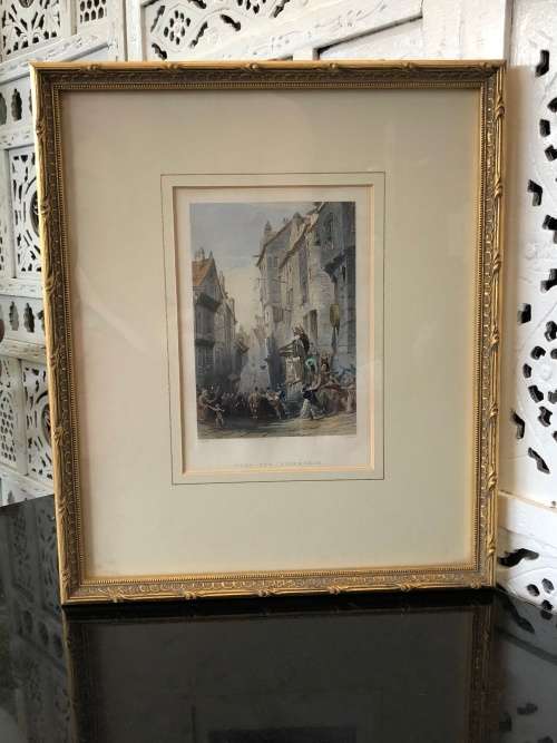 WOW !!! CERTIFIED ANTIQUE ENGRAVING BY FAMOUS BRITISH ARTIST THOMAS ALLOM (1804 - 1872) AND C COUSEN