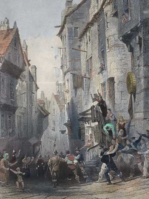 WOW !!! CERTIFIED ANTIQUE ENGRAVING BY FAMOUS BRITISH ARTIST THOMAS ALLOM (1804 - 1872) AND C COUSEN