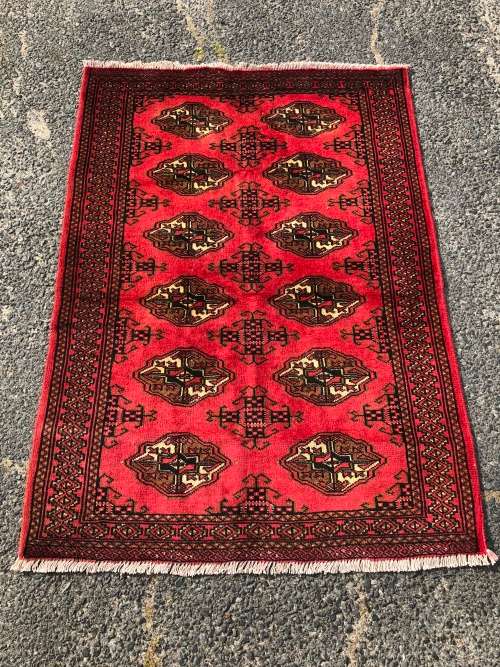WOW !!! STUNNING BRIGHT COLOUR PURE WOOL HAND KNOTTED BOKHARA PERSIAN CARPET 1400 X 1000mm