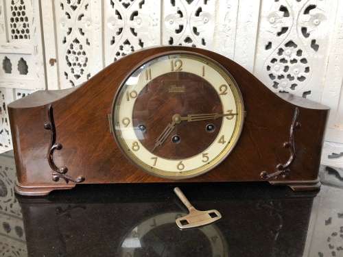 WOW !! STUNNING ART DECO HERMLE ShwebeAnker ORNATE MANTLE CLOCK IN 100% WORKING ORDER - KEY INCLUDED