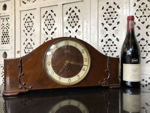WOW !! STUNNING ART DECO HERMLE ShwebeAnker ORNATE MANTLE CLOCK IN 100% WORKING ORDER - KEY INCLUDED
