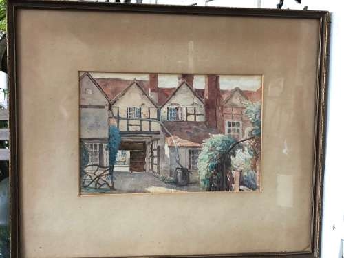 WOW !! MABEL WITHERS (1870-1956) FAMOUS BRITISH ARTIST - WATERCOLOR OF "THE KINGS ARMS" AMERSHAM