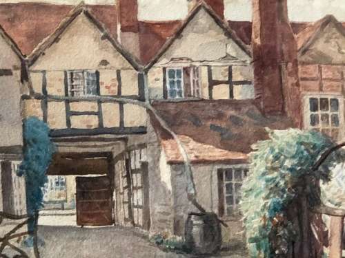 WOW !! MABEL WITHERS (1870-1956) FAMOUS BRITISH ARTIST - WATERCOLOR OF "THE KINGS ARMS" AMERSHAM
