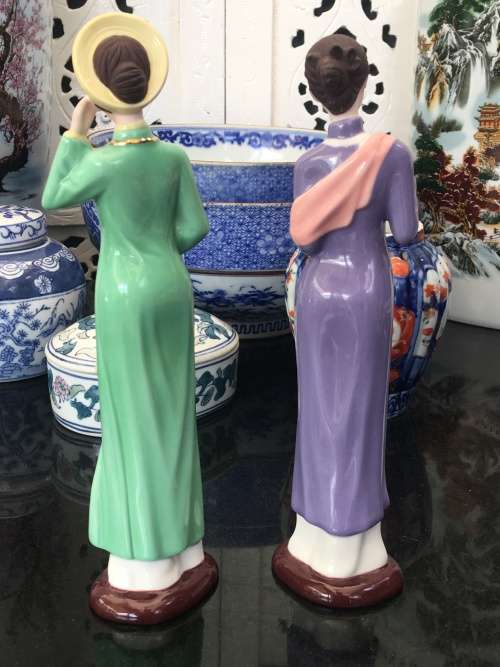 Absolutely Beautiful Collectors Vintage Vietnamese Minh Leong Fine Porcelain Lady Figurines