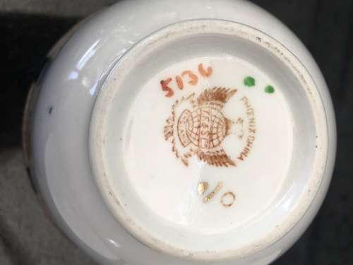 Delightful Collectible Antique Phoenix China Tuscan England Blue & Orange Tea Trio
