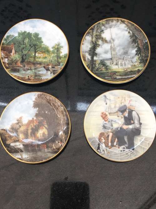 Absolutely Delightful Coalport Bone China lot of 4 miniature Display Plates. 7.5 cm