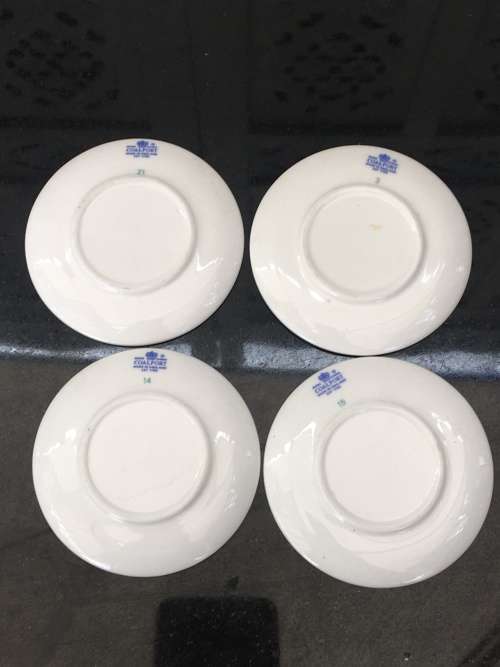 Absolutely Delightful Coalport Bone China lot of 4 miniature Display Plates. 7.5 cm
