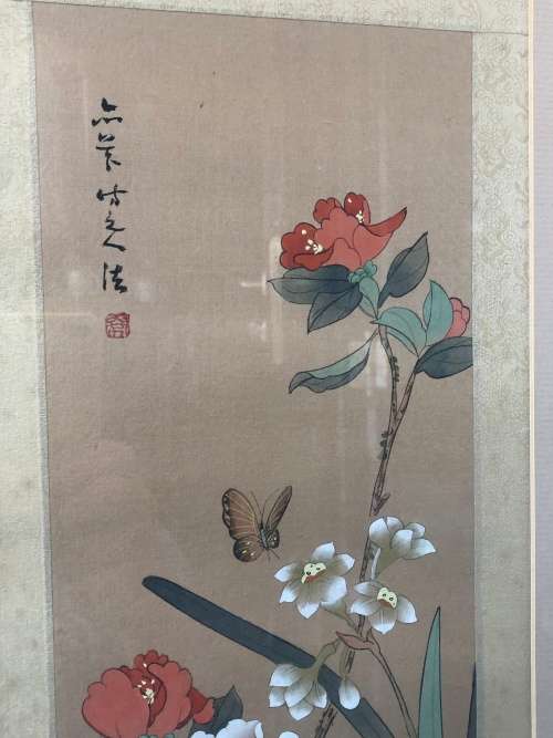 WOW !!! FANTASTIC CHINESE WATERCOLOR ON SILK SIGNED WITH CALLIGRAPHY