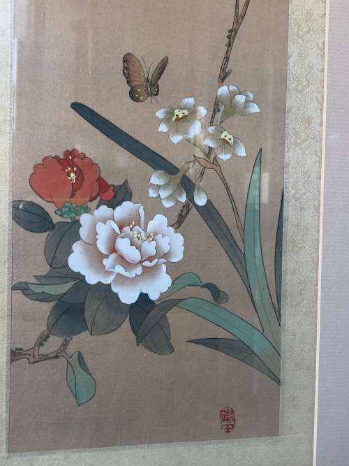 WOW !!! FANTASTIC CHINESE WATERCOLOR ON SILK SIGNED WITH CALLIGRAPHY