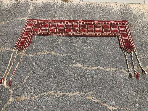 PURE WOOL HAND KNOTTED ANTIQUE AFGHAN TURKOMAN PERSIAN TENT OR DOUBLE DOOR HANGING 1465 X 870mm
