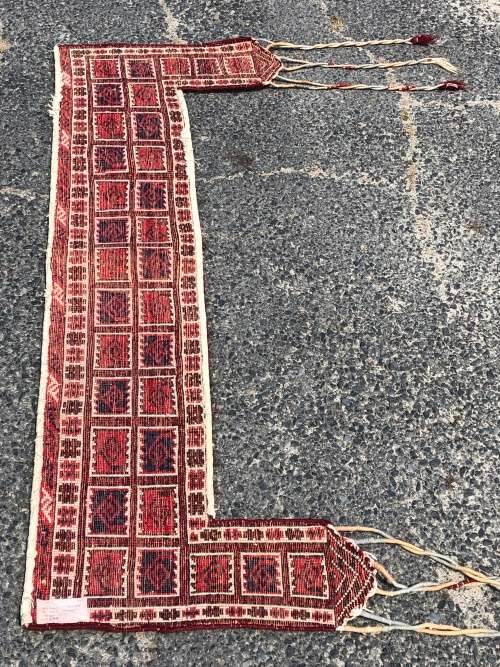 PURE WOOL HAND KNOTTED ANTIQUE AFGHAN TURKOMAN PERSIAN TENT OR DOUBLE DOOR HANGING 1465 X 870mm