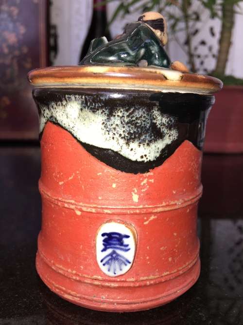 Ultra Rare Antique Japanese Meiji Sumida Gawa Pottery  Pot & Lid By Inoue Ryosai. - Clearly Marked