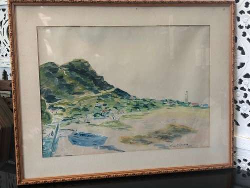 WOW !!! STUNNING ORIGINAL WATERCOLOR PAINTING BY JEAN ATKINSON 1965 OF KOMMETJIE - FRAMED