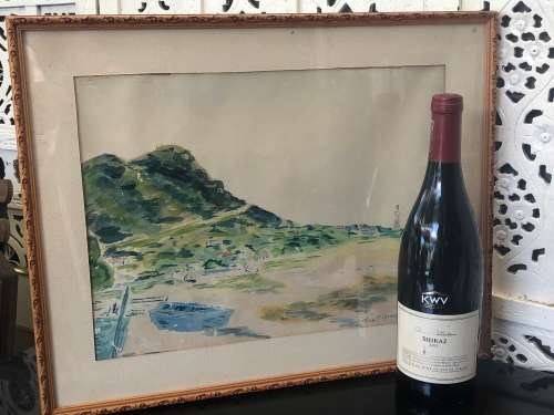 WOW !!! STUNNING ORIGINAL WATERCOLOR PAINTING BY JEAN ATKINSON 1965 OF KOMMETJIE - FRAMED