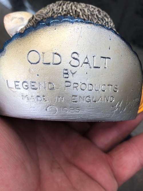 WOW !!! OLD SALT - VINTAGE LEGEND PRODUCTS CHALKWARE 3D WALL HANGING FIGURINE SIGNED F.WRIGHT c1985