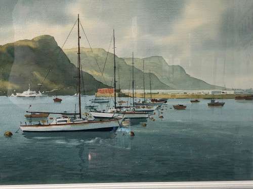WOW !!! DOUGLAS TREASURE(1917-1995) SOUGHT AFTER SA ARTIST - ORIGINAL WATERCOLOR FRAMED BEHIND GLASS