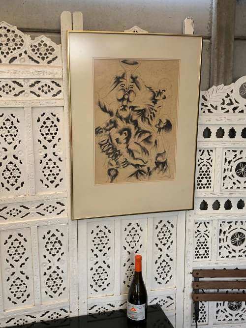 RARE INVESTMENT ART !! SA ARTIST STANLEY BONGANI NKOSI (1945 - 1988) ORIGINAL SKETCH DATED 1971
