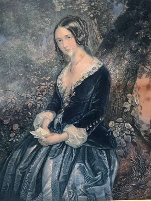 WOW !!! GEORGE BAXTER (1804 - 1867) 19th CENTURY COLOR PRINT TITLED "THE DAY BEFORE MARRIAGE"