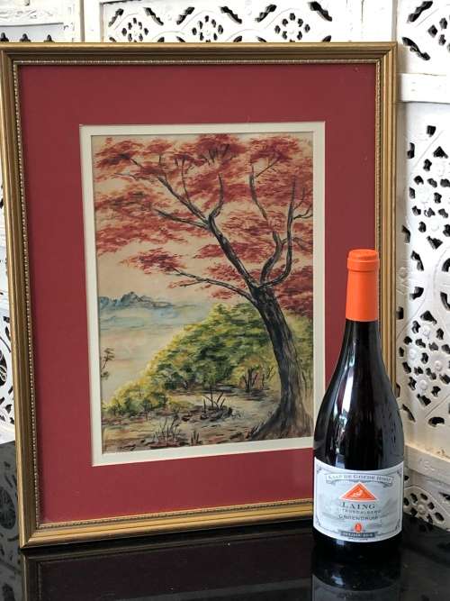 WOW !!!! STUNNING UNSIGNED FRAMED WATERCOLOR PAINTING - AUTUMN LANDSCAPE