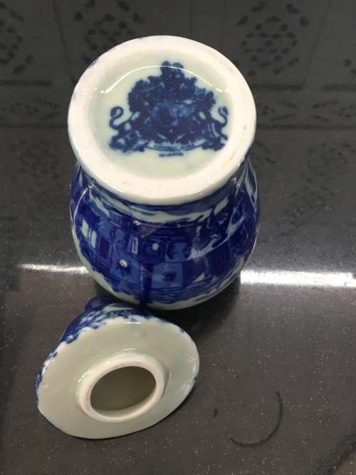 A Beautiful Blue Monumental Porcelain Lidded Urn with the British Royal Arms markings