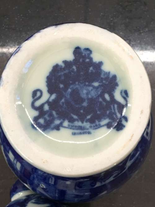 A Beautiful Blue Monumental Porcelain Lidded Urn with the British Royal Arms markings