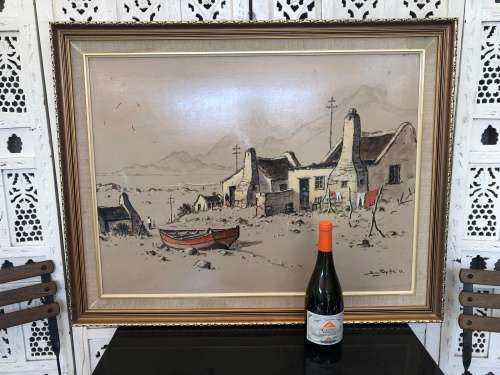 WOW !!! BEAUTIFUL BENN POTGIETER ORIGINAL FRAMED OIL ON BOARD OF HOUT BAY