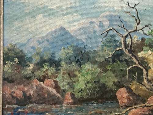 WOW !!! SEUBRING ORIGINAL VINTAGE OIL ON BOARD IN A VINTAGE FRAME - SIGNED