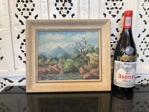 WOW !!! SEUBRING ORIGINAL VINTAGE OIL ON BOARD IN A VINTAGE FRAME - SIGNED
