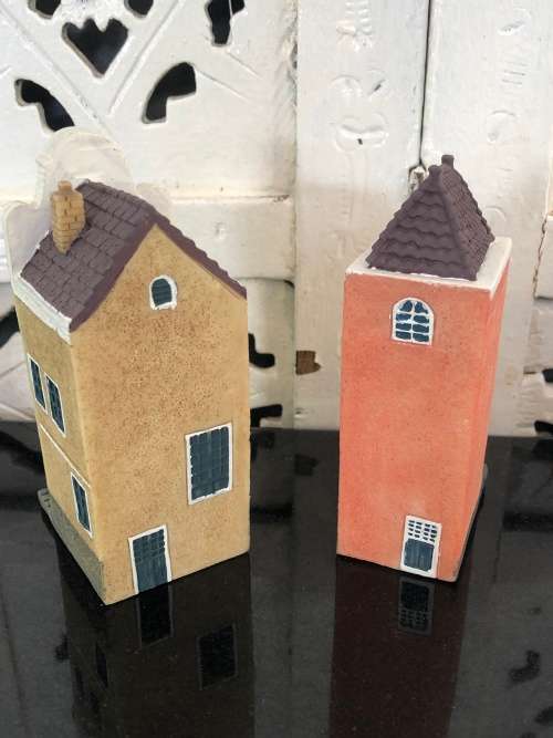 Pair of Collectable Amsterdam Canal Houses No 9 and  No 6 Serie Grachtenhuizen Blokker