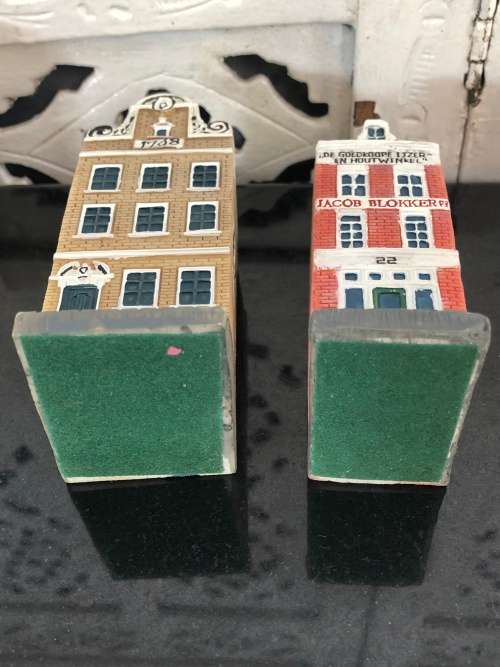 Pair of Collectable Amsterdam Canal Houses No 9 and  No 6 Serie Grachtenhuizen Blokker