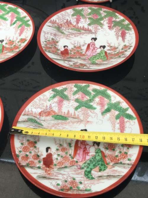 Lot Beautiful c1930's  Japanese Nippon Tokusei Marked Translucent Hand Painted 18.5cm Plates x 6