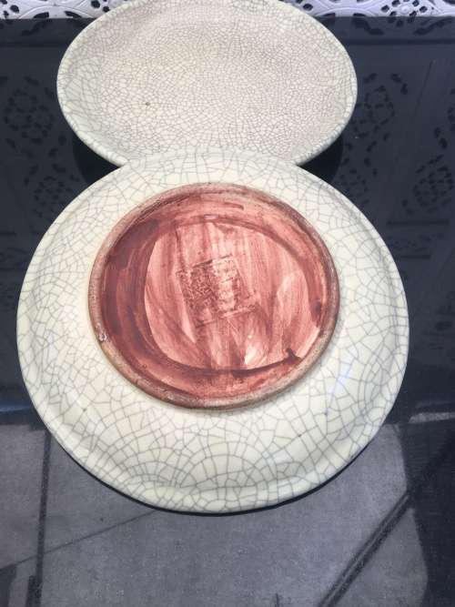 Chinese Reproduction Celadon Ge Ware of The Song Dynasty Large Crackle Glaze Platter. with Markings.