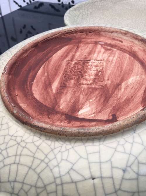 Chinese Reproduction Celadon Ge Ware of The Song Dynasty Large Crackle Glaze Platter. with Markings.
