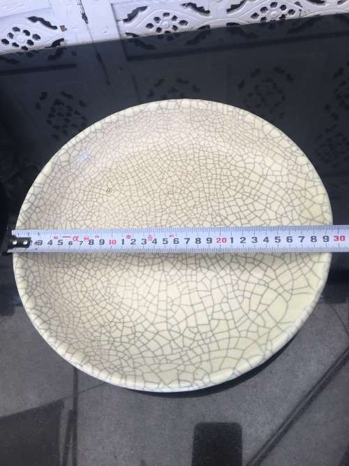 Chinese Reproduction Celadon Ge Ware of The Song Dynasty Large Crackle Glaze Platter. with Markings.