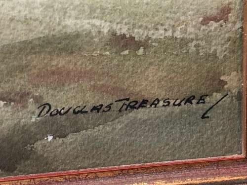 WOW !!! DOUGLAS TREASURE(1917-1995) SOUGHT AFTER SA ARTIST - ORIGINAL WATERCOLOR FRAMED BEHIND GLASS
